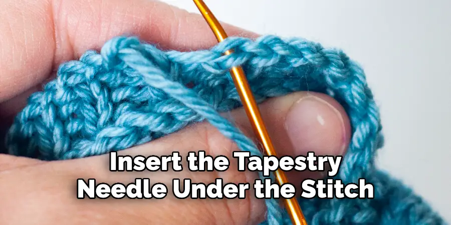 Insert the Tapestry Needle Under the Stitch