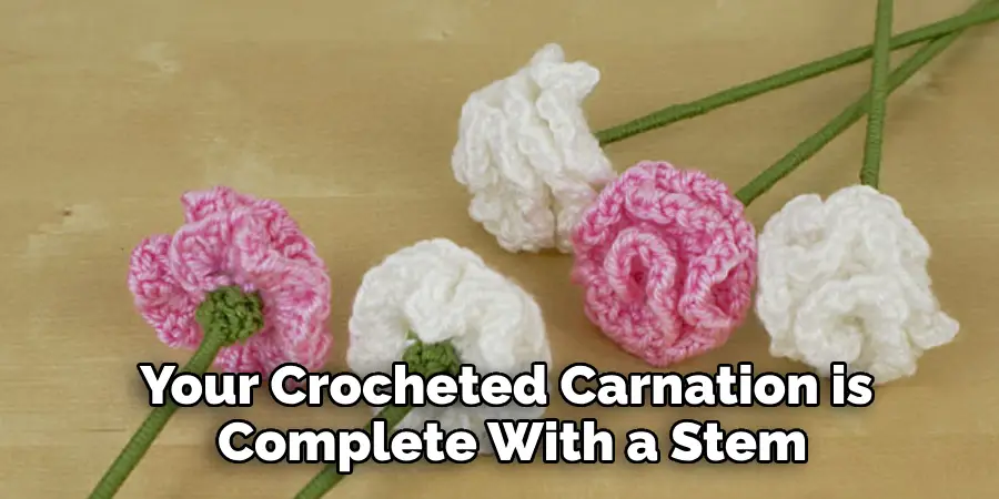 Your Crocheted Carnation is Complete With a Stem