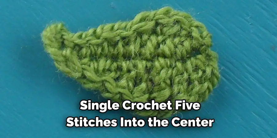 Single Crochet Five 
Stitches Into the Center
